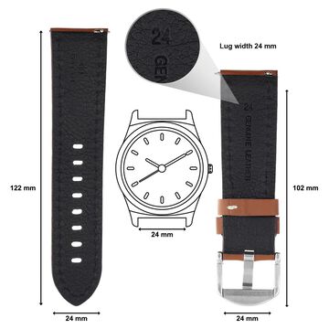24 mm Brown Genuine Leather Straps for Men