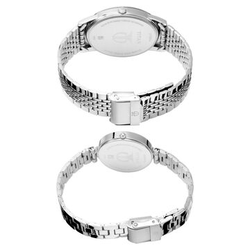 Titan Bandhan Quartz Analog Silver Dial Silver Stainless Steel Strap Watch For Couple