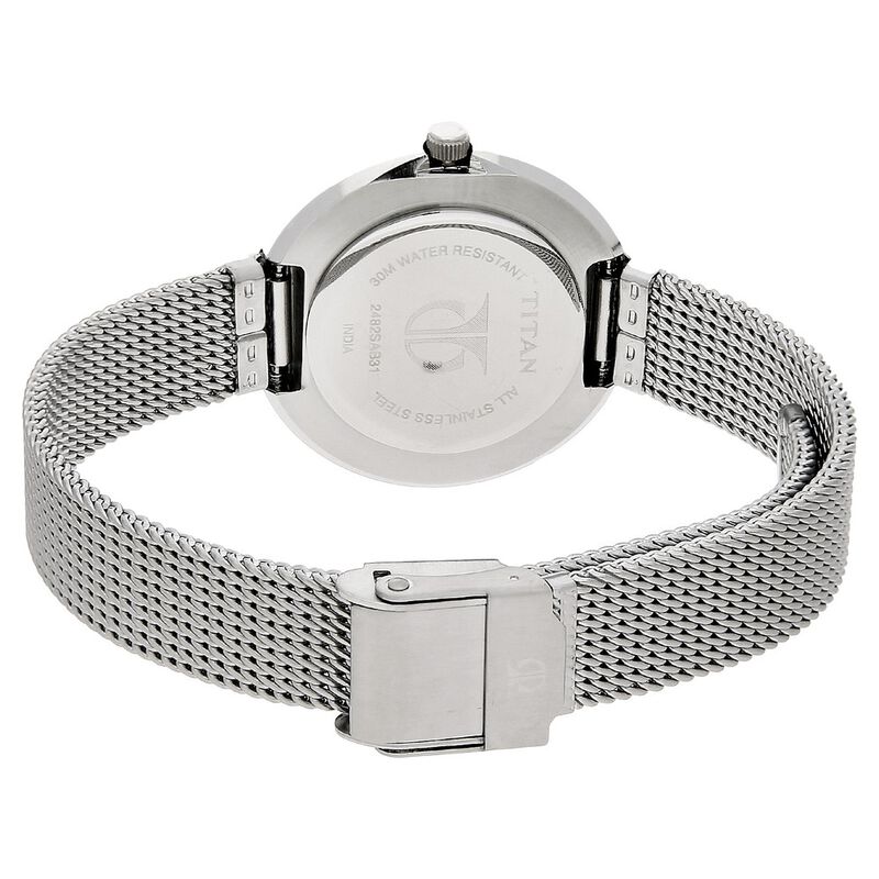 Titan Quartz Analog Black Dial Stainless Steel Strap Watch for Women - image number 3