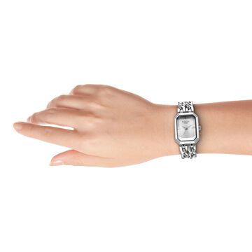 Titan Raga Showstopper Quartz Analog Silver Dial Silver Metal Strap Rectangular Shaped Watch For Women