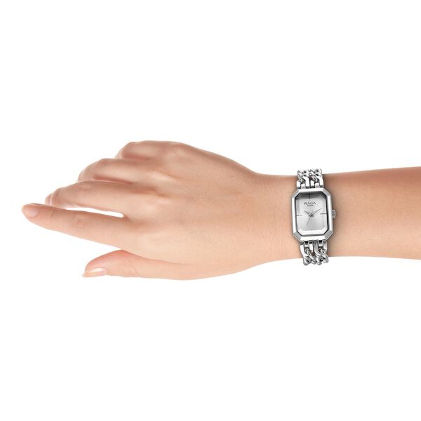 Titan Raga Showstopper Quartz Analog Silver Dial Silver Metal Strap Rectangular Shaped Watch For Women - image number 5