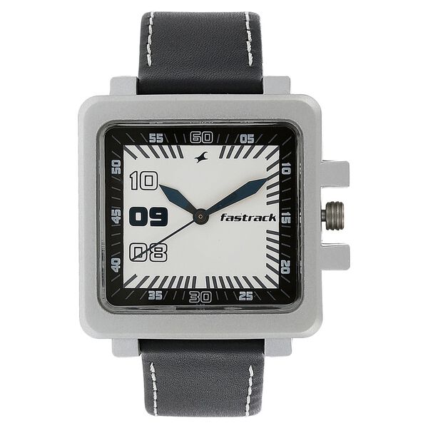 Fastrack Quartz Analog White Dial Leather Strap Watch for Guys - image number 0