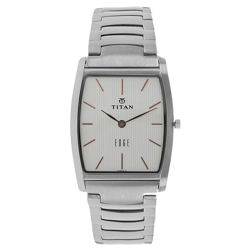 Titan Edge Quartz Analog Silver Dial Silver Stainless Steel Strap Watch For Men