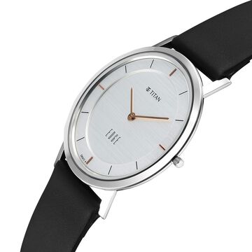 Titan Edge Quartz Analog White Dial Blue Leather Strap Watch For Men