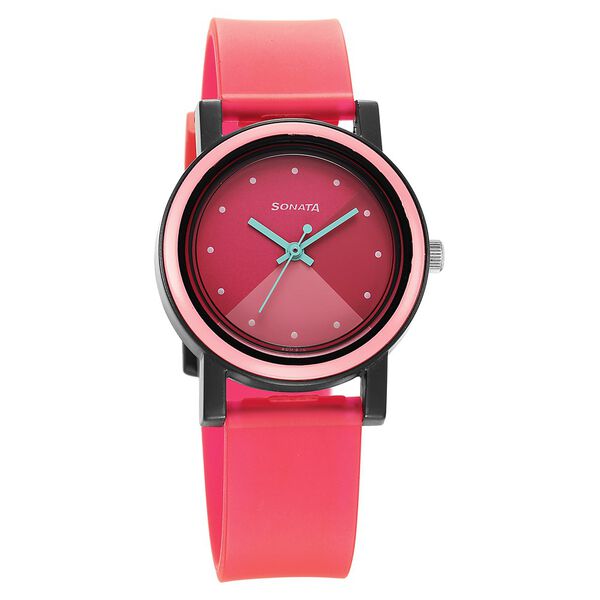 Buy Online Sonata Splash Pink Dial Women Watch With Plastic Strap
