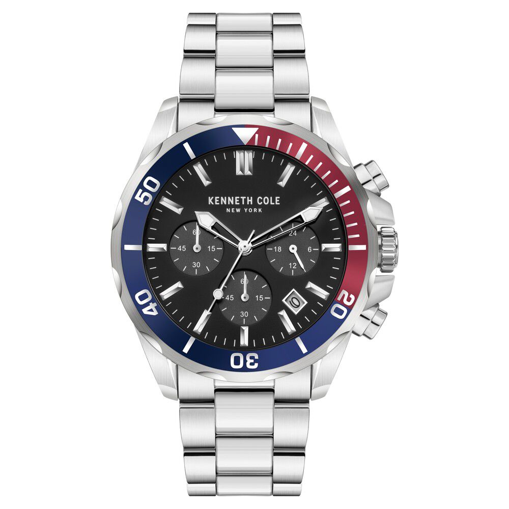 Kenneth Cole Quartz Chronograph Black Dial Stainless Steel Strap Watch for Men