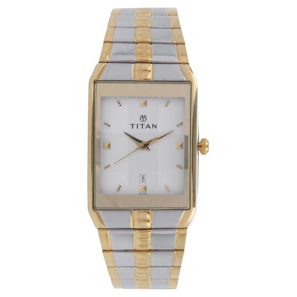 Titan Quartz Analog with Date Silver Dial Stainless Steel Strap Watch for Men - image number 0
