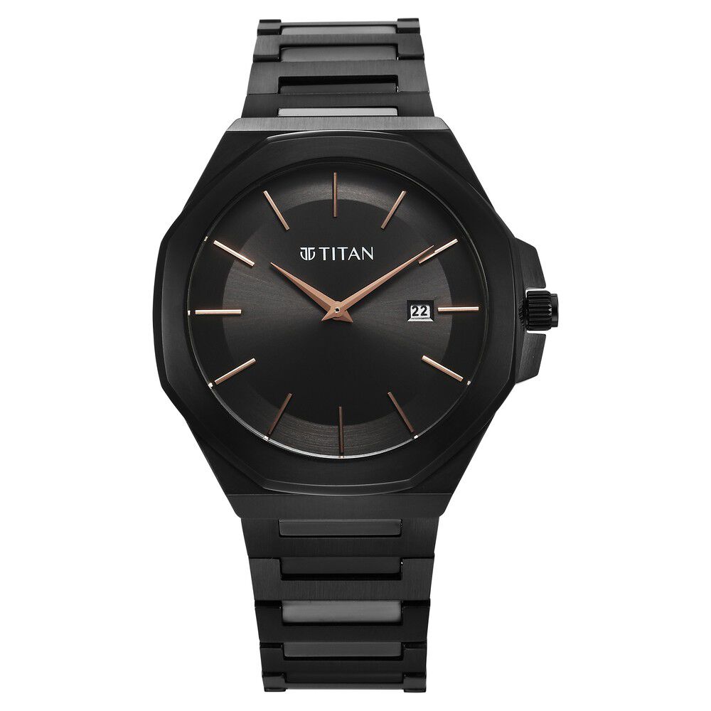 Buy Online Titan Classic Slim Quartz Analog with Date Black Dial