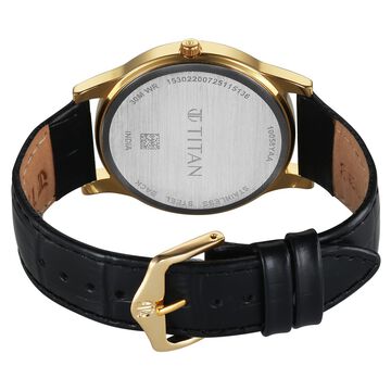 Titan Karishma Festive Analog with Silver Dial Black Leather Strap Watch for Men