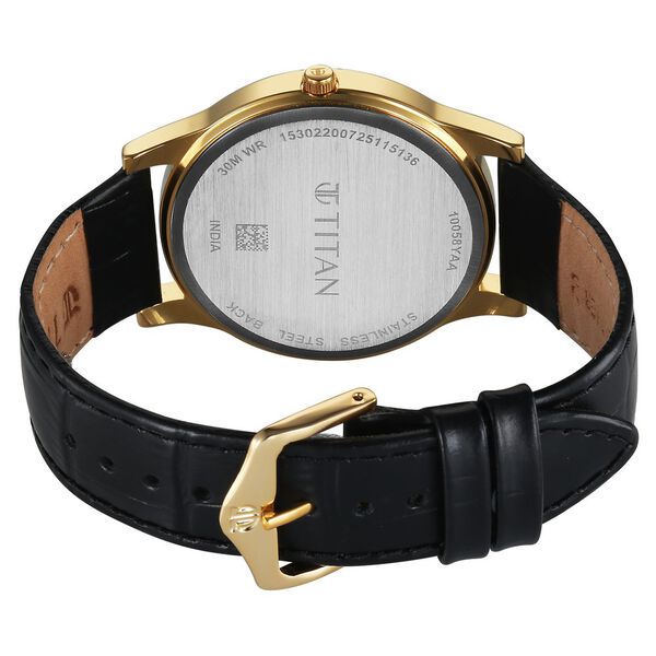 Titan Karishma Festive Analog with Silver Dial Black Leather Strap Watch for Men - image number 6
