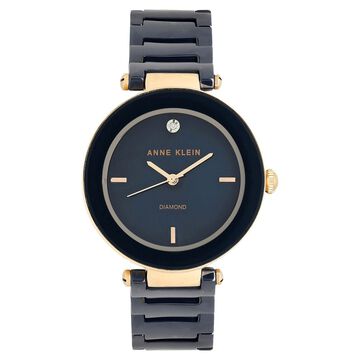 Anne Klein Quartz Analog Blue Dial Ceramic Strap Watch for Women