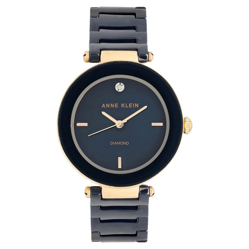 Anne Klein Quartz Analog Blue Dial Ceramic Strap Watch for Women