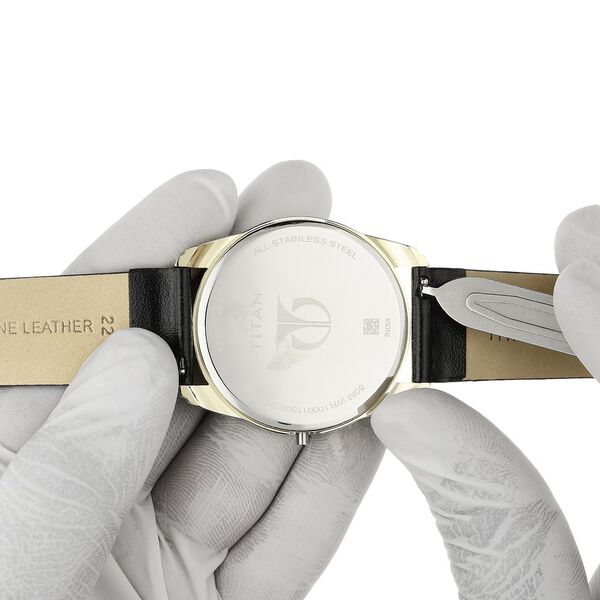 22 mm Black Genuine Leather Strap for Men - image number 6