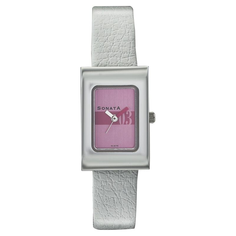 Sonata Quartz Analog Pink Dial Leather Strap Watch for Women - image number 0