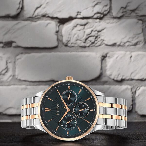Titan Opulent Blue Dial Quartz Multifunction Stainless Steel Strap watch for Men - image number 0