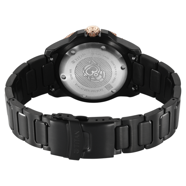 Titan Zero Hour Diver's 100m Analog with Blue Dial Black Stainless Steel Strap Watch for Men - image number 4