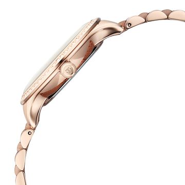 Titan Purple Prestige Quartz Analog with Date White Dial Rose Gold Stainless Steel Strap Watch For Women