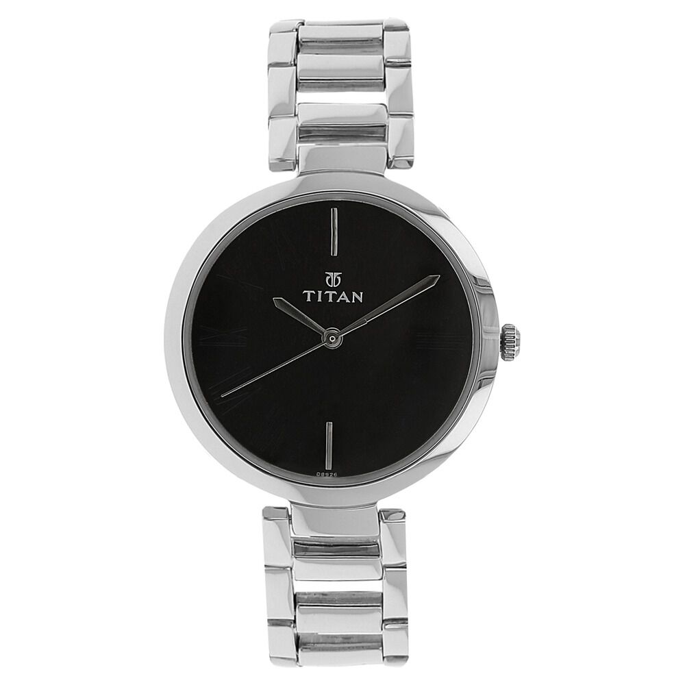 Black dial silver stainless steel strap watch shop