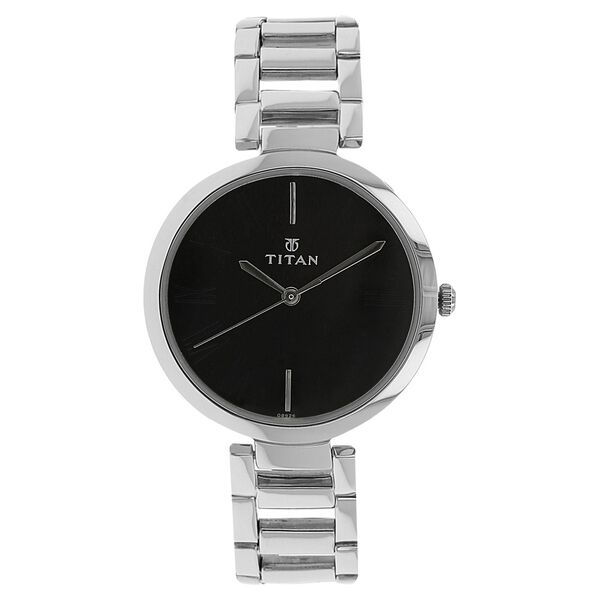 Titan Quartz Analog Black Dial Stainless Steel Strap Watch for Women - image number 0