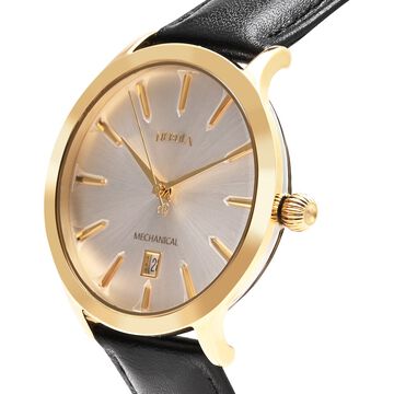Titan Nebula Abhiyant 18k Gold Hand-Wound Mechanical Analog with Exhibition Caseback Leather Strap Watch for Men