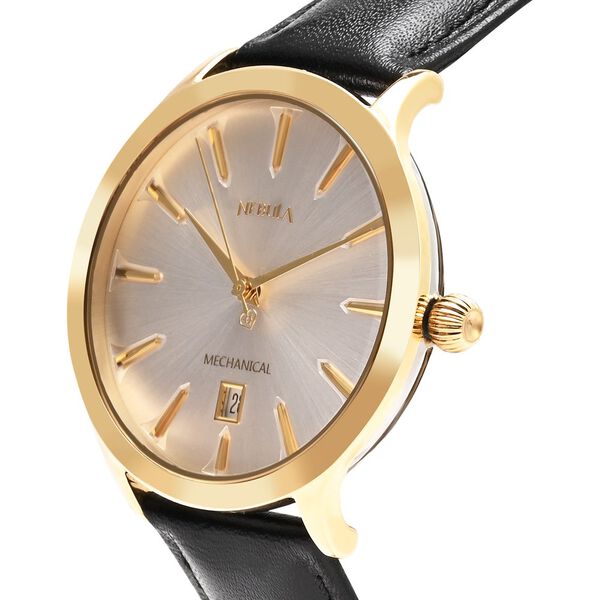 Titan Nebula Abhiyant 18k Gold Hand-Wound Mechanical Analog with Exhibition Caseback Leather Strap Watch for Men - image number 1