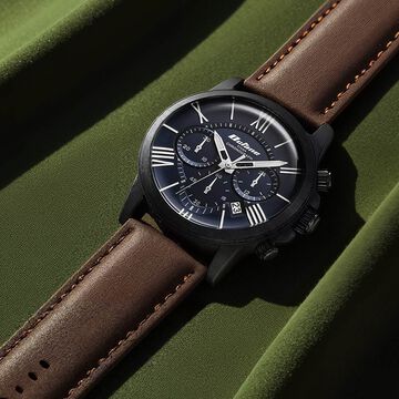 Titan Quartz Chronograph Blue Dial Leather Strap Watch for Men