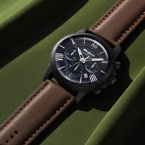 Titan Quartz Chronograph Blue Dial Leather Strap Watch for Men - image number 0
