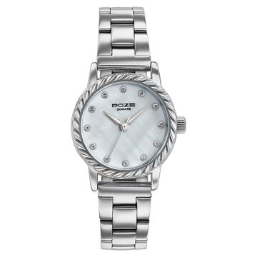 Poze By Sonata Quartz Analog White Mother of Pearl Dial Silver Metal Strap Watch For Women