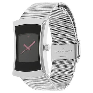 Fastrack Quartz Analog Black Dial Metal Strap Watch for Girls