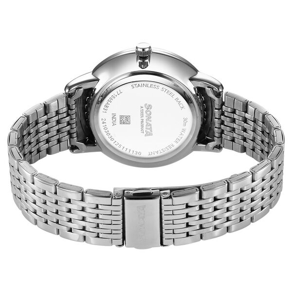 Sonata Eternia Quartz Analog Black Dial Metal Strap Watch For Men - image number 4