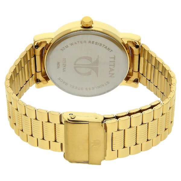 Titan Quartz Analog Silver Dial Golden Stainless Steel Strap Watch For Men - image number 3