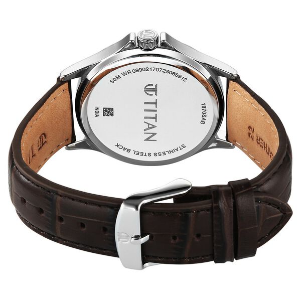 Titan Neo Arabic Analog with Day Date Beige Dial Brown Leather Strap Watch for Men - image number 6