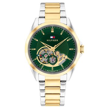 Tommy Hilfiger Automatic Automatic Green Dial Two Toned Stainless Steel Strap Watch For Men