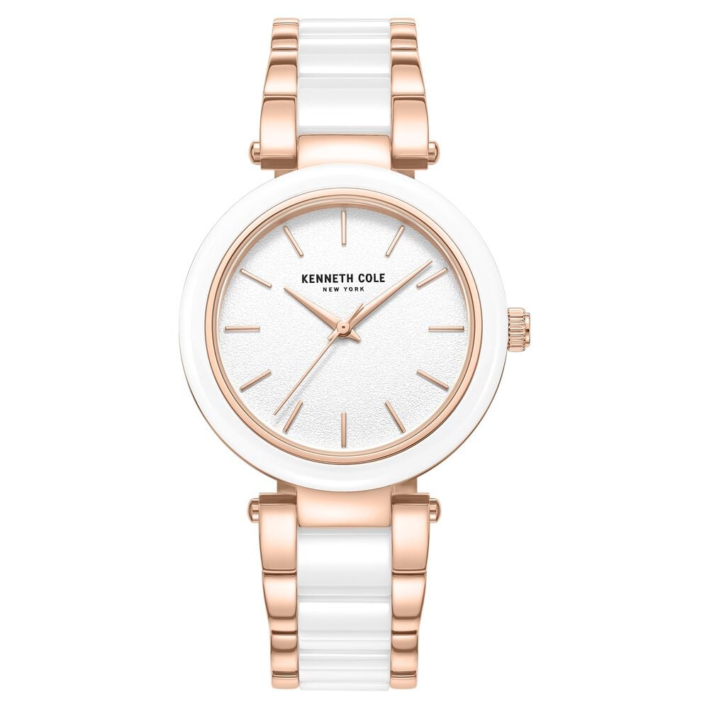 Kenneth Cole Quartz Analog White Dial White Stainless Steel & Ceramic Strap Watch For Women-image-48