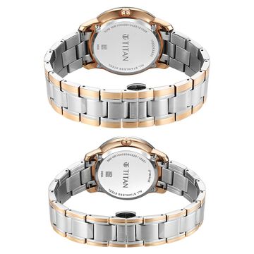 Titan Royal Bandhan Quartz Analog with Day and Date Pink Dial Two Toned Strap Watch For Couple