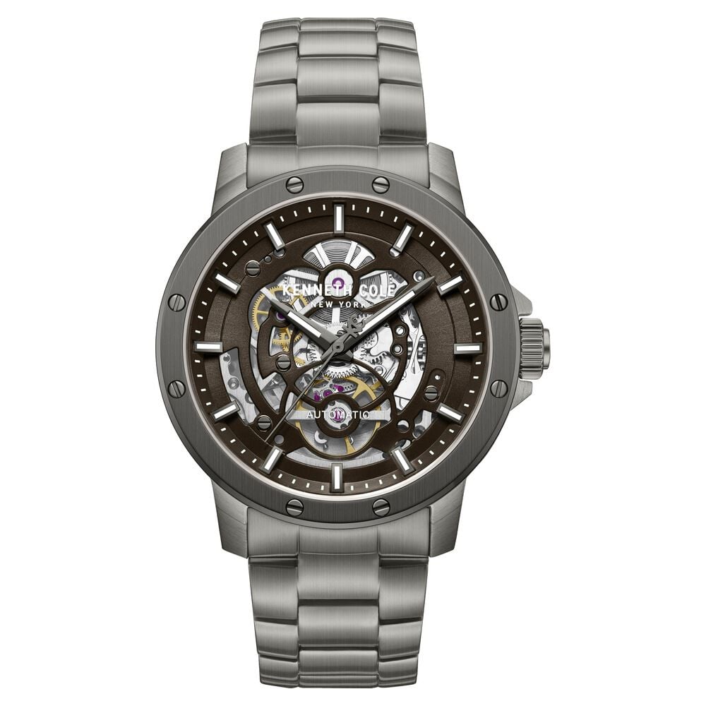 Kenneth Cole Automatic Brown Dial Grey Stainless Steel Strap Watch For Men-image-19