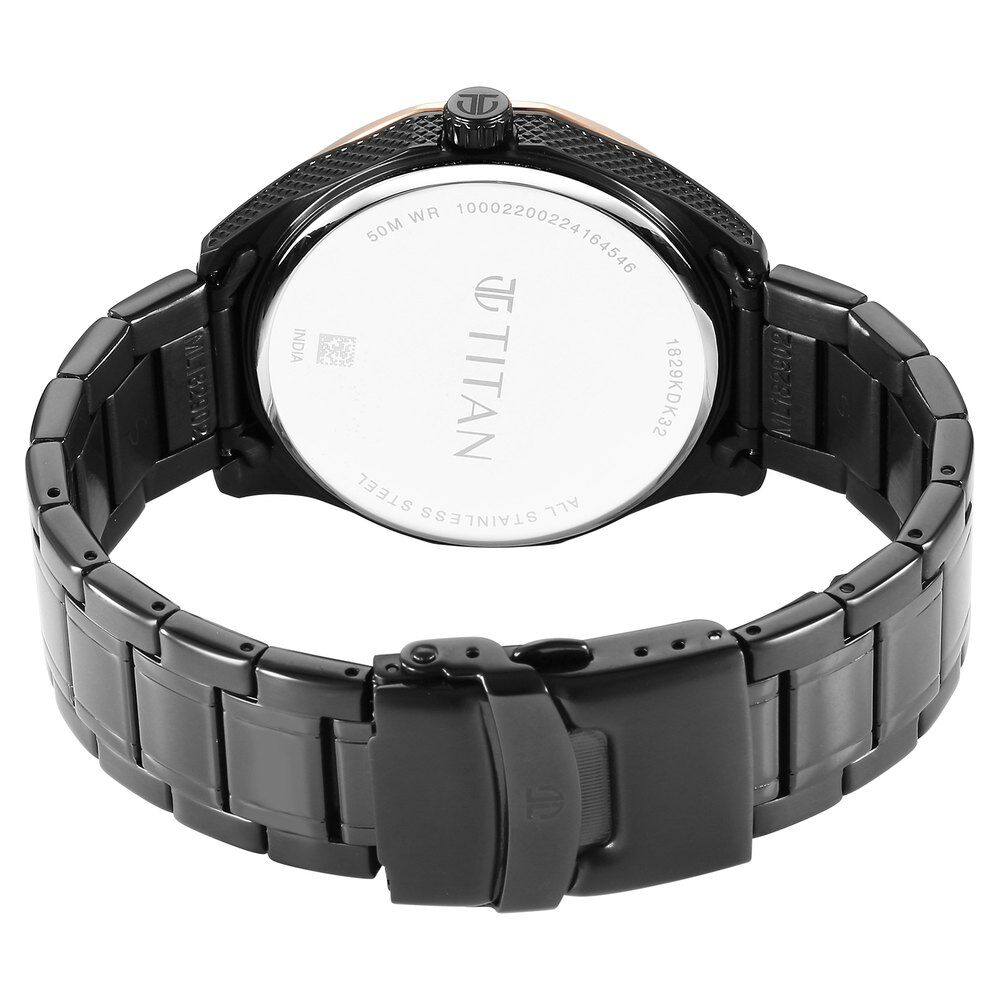 Buy Online Titan Regalia Opulent Quartz Analog with Date Black Dial Black Stainless Steel Strap Watch for Men 1829km04 Titan