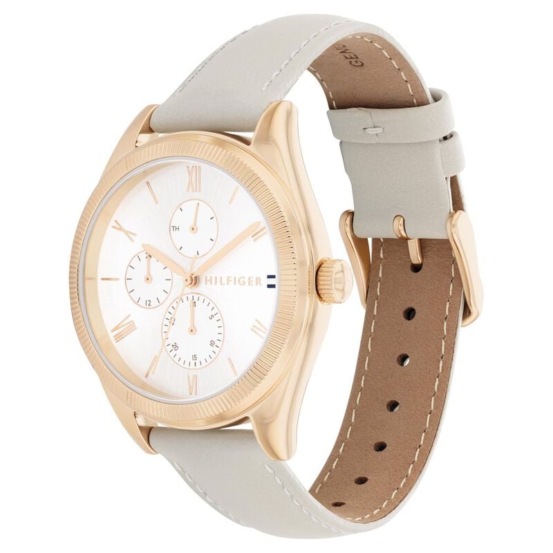 Tommy Hilfiger Quartz Analog with Date Silver Dial Leather Strap Watch for Women - image number 1