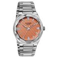 Poze Poze Quartz Analog Orange Dial Silver Metal Strap Watch For Men - image number 2