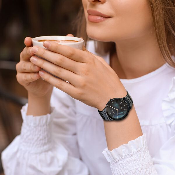 Titan Edge Metal Ladies Allure Quartz Analog Mother Of Pearl Dial Blue Stainless Steel Strap Watch For Women - image number 3