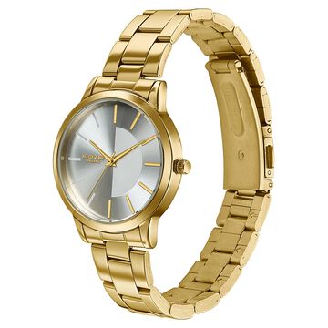 Poze By Sonata Quartz Analog Silver Dial Golden Stainless Steel Strap Watch For Women