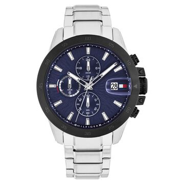 Tommy Hilfiger Quartz Multifunction Blue Dial Silver Stainless Steel Strap Watch For Men