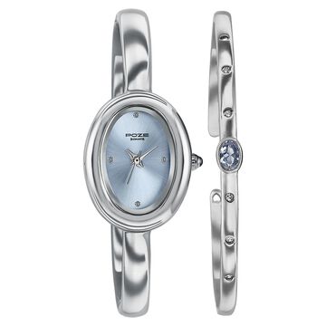 Poze Poze Quartz Analog Blue Dial Silver Metal Strap Watch For Women