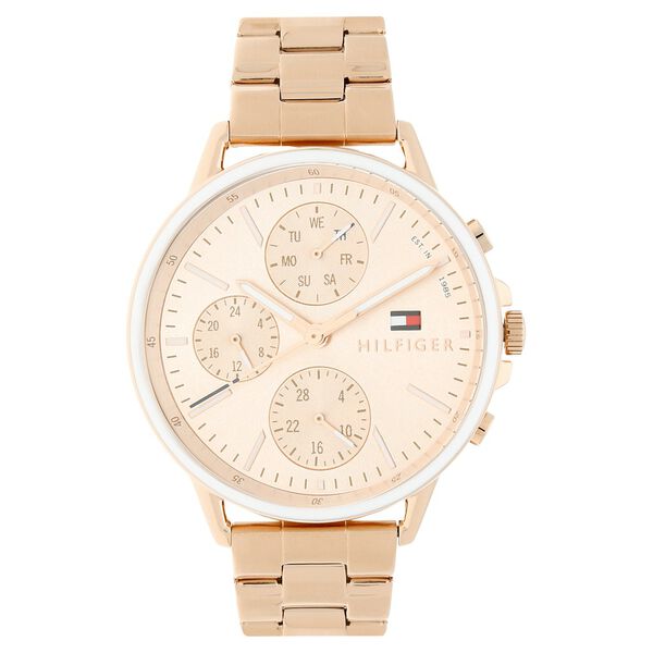 Tommy Hilfiger Quartz Multifunction Rose Gold Dial Bimetal Strap Watch for Women - image number 0