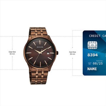 Sonata Eternia Quartz Analog with Date Brown Dial Metal Strap Watch For Men