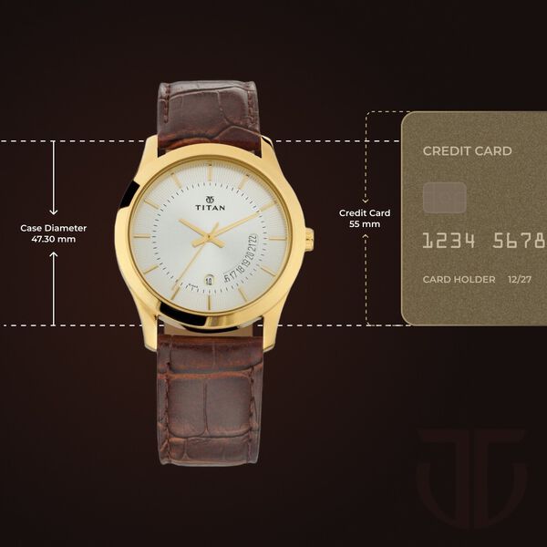 Titan Quartz Analog with Date Silver Dial Leather Strap Watch for Men - image number 2