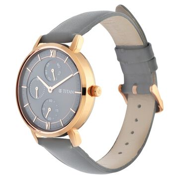 Titan Women's Regal: Roman Numeral Grey Dial & Laeather Strap Watch
