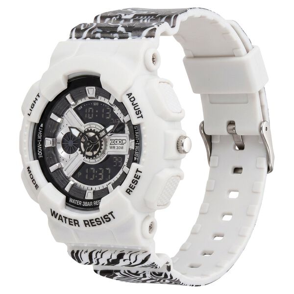 Zoop Samurai Quartz Digital Watch For Boys With Silver Dial White Polyether Strap From House Of Titan - image number 5
