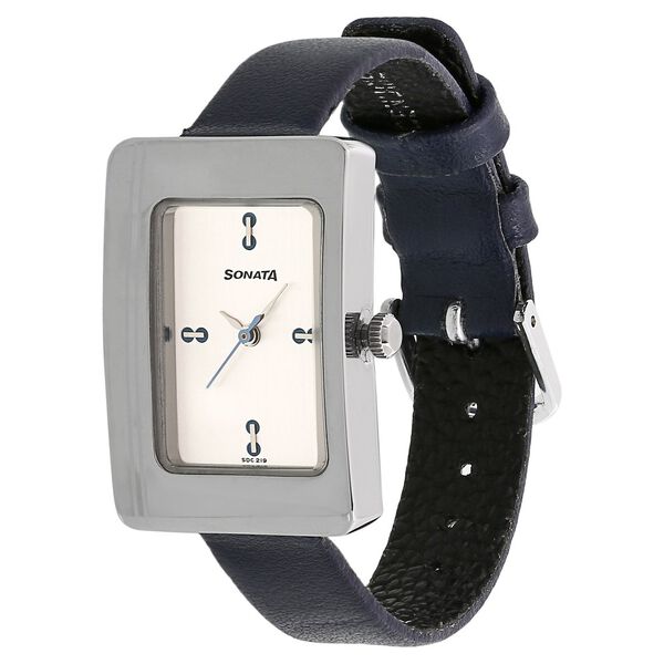 Sonata Quartz Analog Silver Dial Leather Strap Watch for Women - image number 1