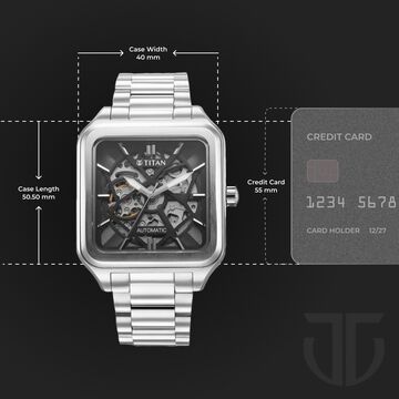 Titan Shaped Automatics Anthracite Dial Silver Stainless Steel Strap watch for Men